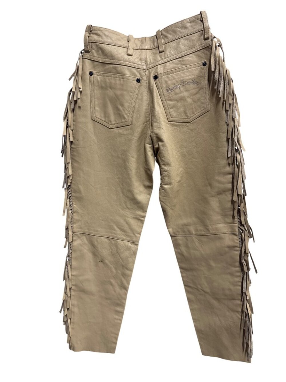 Harley-Davidson Kids Tan Leather Fringe Pants Size XL With Tags - Picture 6 of 8